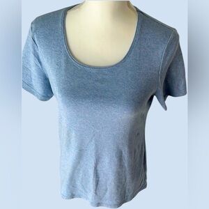 Karen Scott Blue Fitted Crew Neck Tee